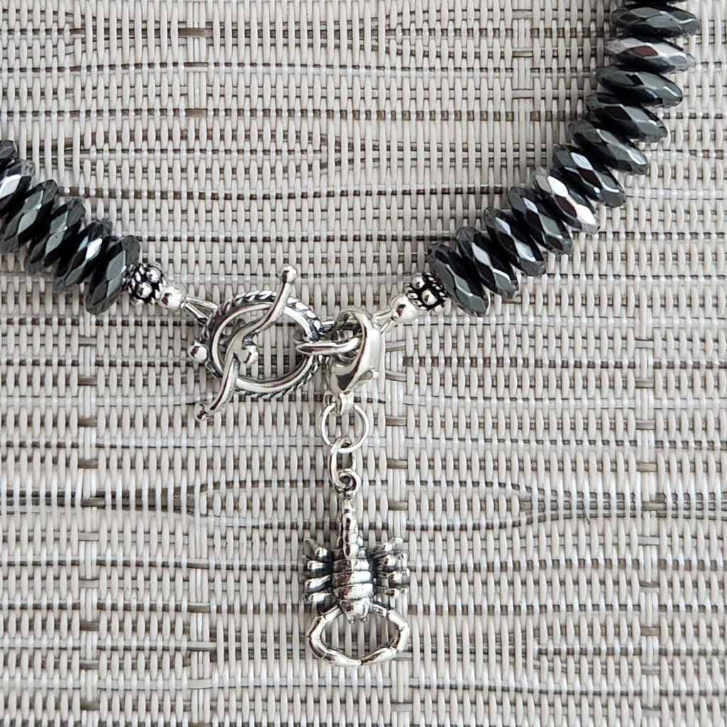 Mens Bracelet  Gemstones And Sterling Silver Scorpion